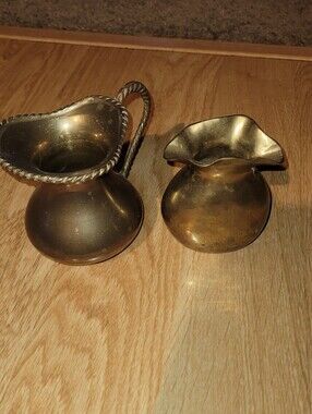 Vintage Brass Pitcher And Small Vase